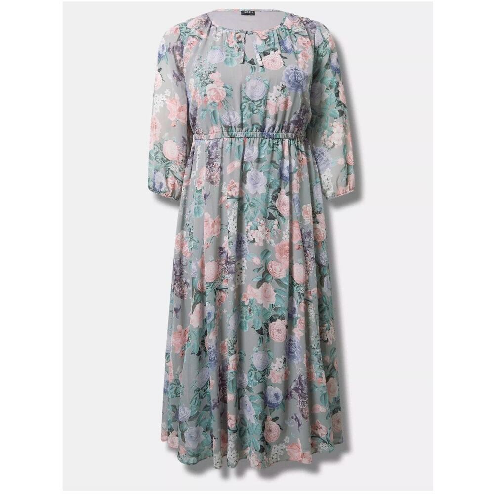 Torrid Tea Length Chiffon Front Tie Dress Size 3X